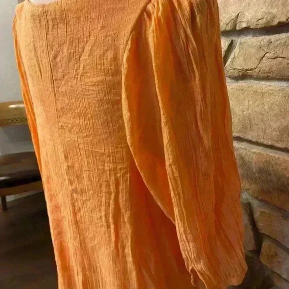 Women's Comfy Orange White Pullover Flowy Pretty Long Top medium - Picture 11 of 12